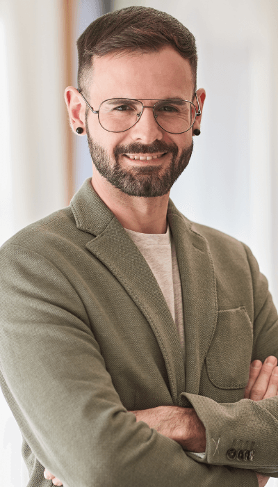 Smiling businessman in casual suit