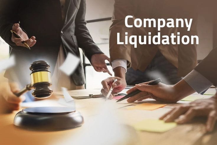Company liquidation in UAE – legal process, team consultation, and closure support visuals.